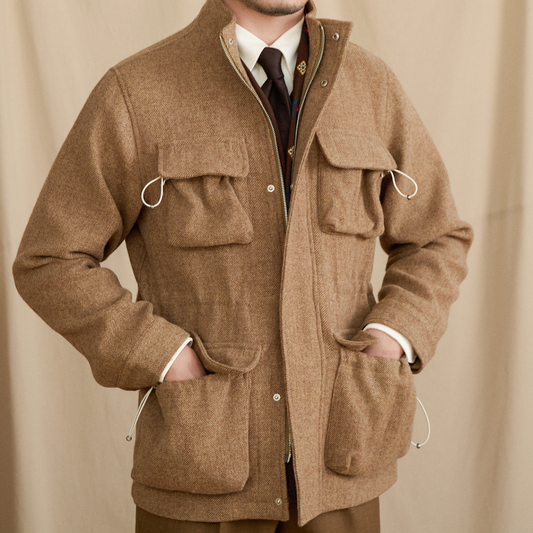 Men's Wool Coat With Stand-Up Collar Retro-Style Heavyweight Warm Jacket