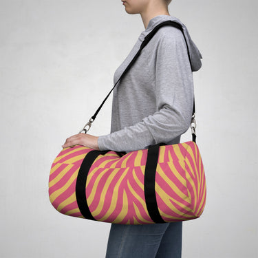 Pink + Gold Zebra Print Duffel Bag — Bold Animal-Print Travel Gym Bag