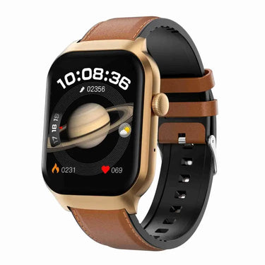 2.01 inch Leather Strap Bluetooth Call Smart Watch Support Heart Rate Monitoring / Non-invasive Blood Sugar, Leather Strap Black, Leather Strap Brown - UTrano