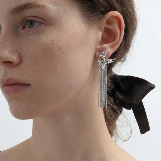 Celestial Wing Fringe Earrings