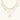 Four-layer gold necklace with herringbone chain, disc charms, and crescent moon pendant on cream background