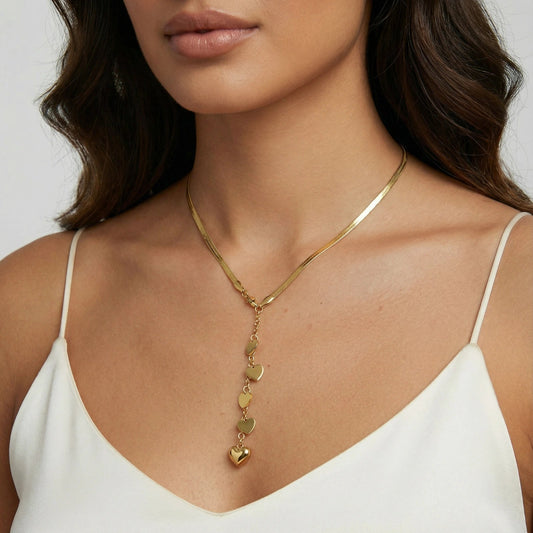 Golden Hearts Cascade Necklace