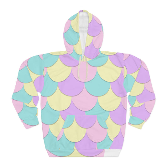 Pastel Mermaid Scale Hoodie – Cute Seashell Pattern Pullover