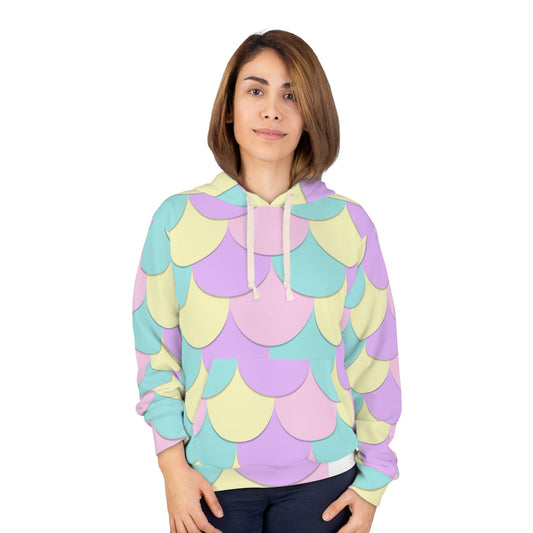 Pastel Mermaid Scale Hoodie – Cute Seashell Pattern Pullover
