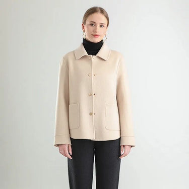 Autumn And Winter New Polo Collar Solid Color Coat For Women