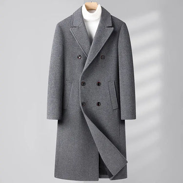 Autumn And Winter Woolen Coat Overknee Long Double Breasted Oblique Pocket