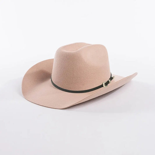 Belt Buckle Wide Brim Curling Wool Cowboy Hat