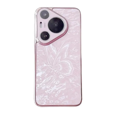 Butterfly Pattern Electroplated PC + Glass Phone Case, For Huawei Pura 70