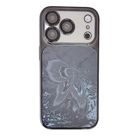 Butterfly Pattern Electroplated PC + Glass Phone Case, For iPhone 17 Pro Max, For iPhone 17 Pro, For iPhone 17, For iPhone 16 Pro Max