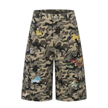 Camouflage straight leg five inch shorts