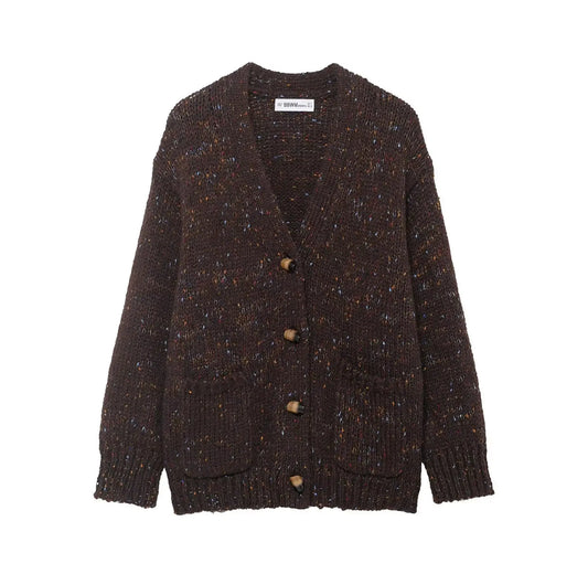 Casual and lazy style pleated knitted loose jacket