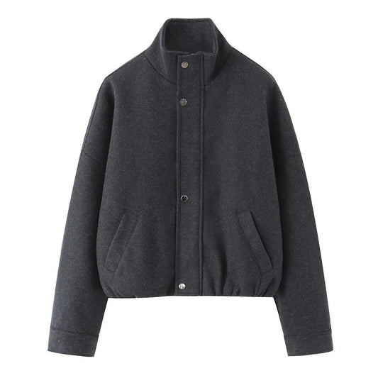Casual versatile style stand up collar flight jacket top coat