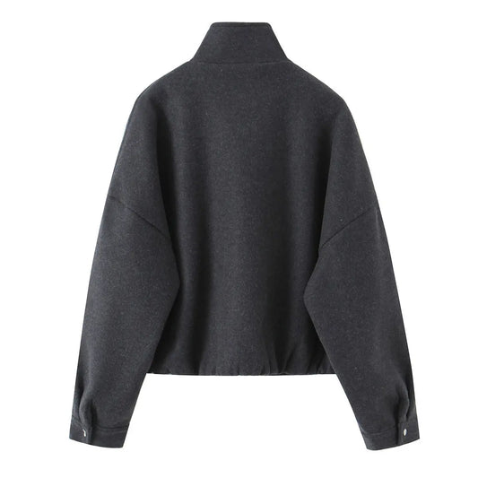 Casual versatile style stand up collar flight jacket top coat