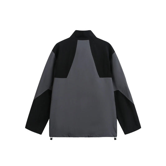 Color-Block Sun Protection Jacket Casual Loose Stand-Up Collar Sporty Outerwear