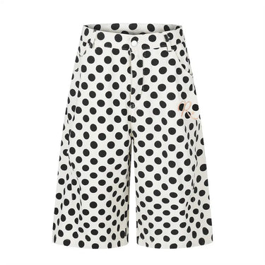 Color blocked polka dot loose straight shorts