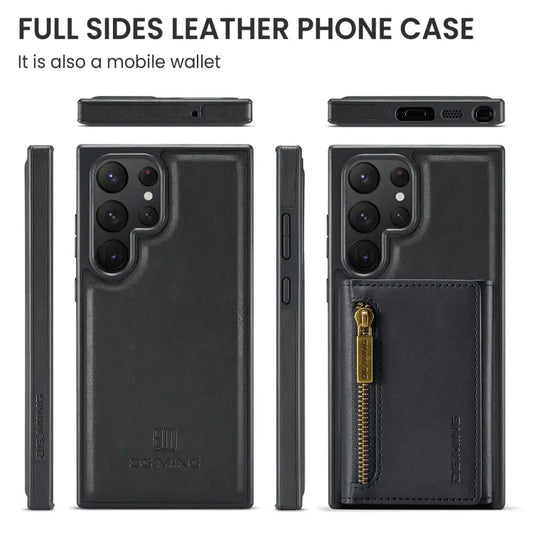 DG.MING M5 Series Zip RFID Multi Card Detachable Leather Phone Case, For Samsung Galaxy S22 Ultra, For Samsung Galaxy S22+, For Samsung Galaxy S22, For Samsung Galaxy S21 Ultra