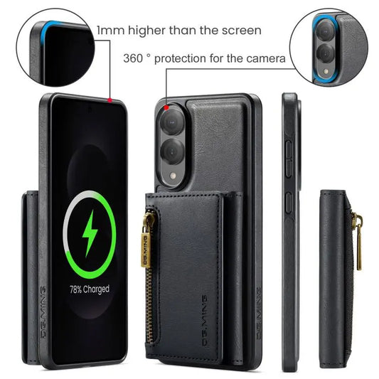 DG.MING M5 Series Zip RFID Multi Card Detachable Leather Phone Case, For Samsung Galaxy S25 Edge 5G, For Galaxy S25 5G, For Galaxy S25+ 5G, For Samsung Galaxy S25 Ultra 5G