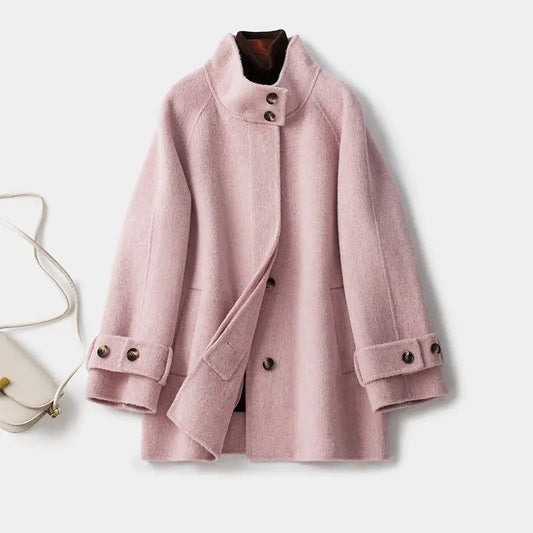 Double-sided Cashmere Women's Mid-length Waist Slimming Woolen Coat