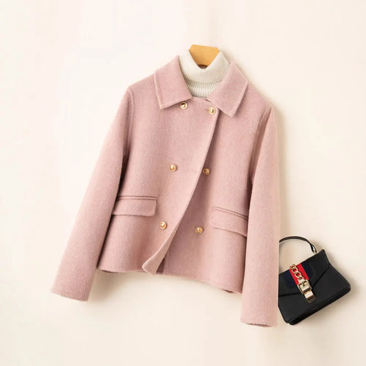Double-sided Women's Short Small-sized High-grade Wool Overcoat