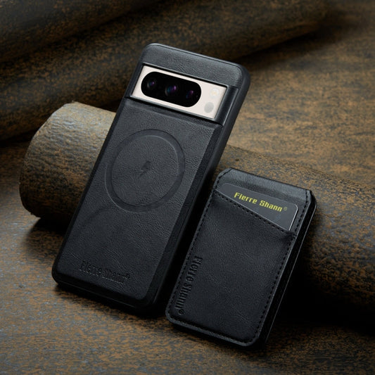 Fierre Shann Cowhide Vertical Flip Magnetic Card Holder Phone Case, For Google Pixel 7