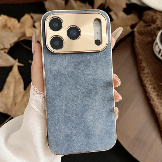 Electroplating Lambskin Leather Phone Case, For iPhone 17 Pro Max, For iPhone 17 Pro, For iPhone 17, For iPhone 16 Pro Max, For iPhone 16 Pro, For iPhone 16 Plus