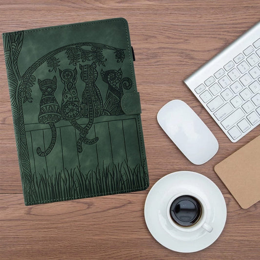 Cats Embossed Leather Smart Tablet Case, For Samsung Galaxy Tab S9 / S9 FE, For Samsung Galaxy Tab S8 / S7, For Samsung Galaxy Tab A8 10.5 2021 X205, For Samsung Galaxy Tab A7 2020 T500