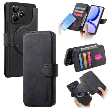 CaseNeo MagSafe RFID Anti-theft Retro Leather Phone Case, For Realme C53, For Realme C21Y