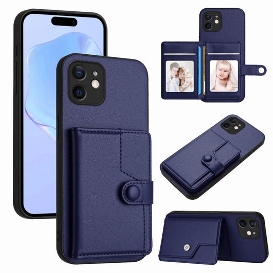 Button Card Bag RFID Anti-theft Phone Case, For iPhone 13 mini, For iPhone 12, For iPhone 12 Pro Max, For iPhone 12 Pro