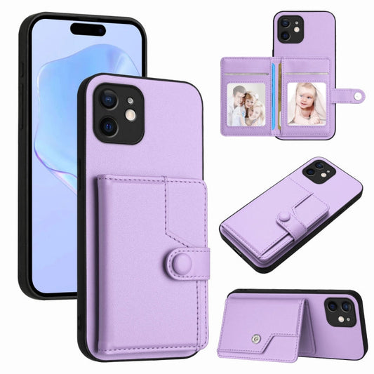 Button Card Bag RFID Anti-theft Phone Case, For iPhone 13 mini, For iPhone 12, For iPhone 12 Pro Max, For iPhone 12 Pro