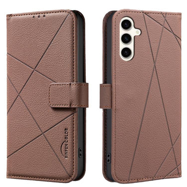 Geometric Pattern RFID Leather Phone Case, For Samsung Galaxy A55, For Samsung Galaxy A35, For Samsung Galaxy A05, For Samsung Galaxy A05S