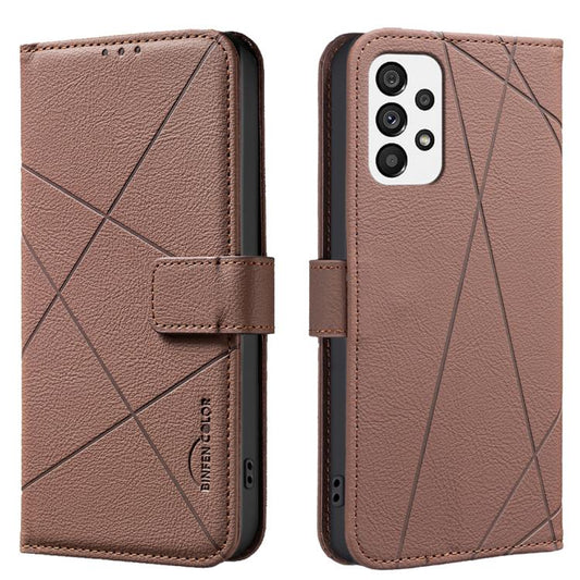 Geometric Pattern RFID Leather Phone Case, For Samsung Galaxy A73 5G, For Samsung Galaxy A33, For Samsung Galaxy A52 / A52S, For Samsung Galaxy A03S / A02S