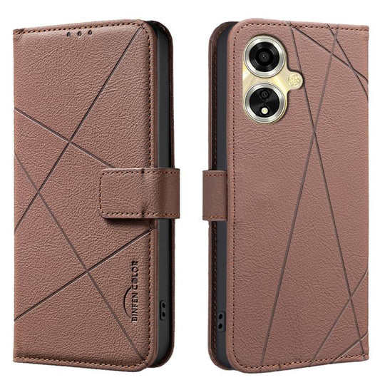 Geometric Pattern RFID Leather Phone Case, For OPPO A59 5G