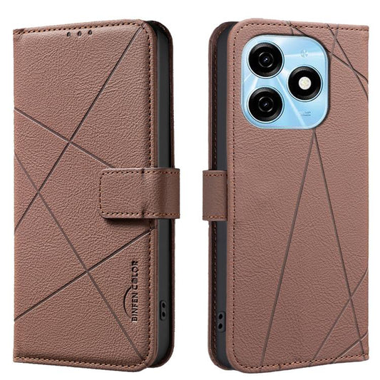 Geometric Pattern RFID Leather Phone Case, For Tecno Spark 20
