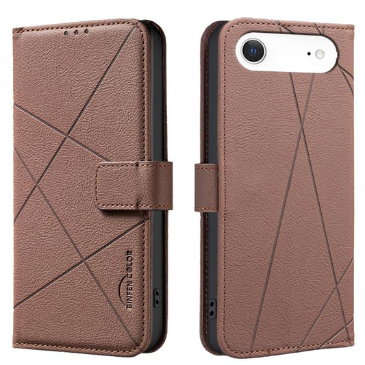 Geometric Pattern RFID Leather Phone Case, For iPhone 16e, For iPhone 16 Pro Max, For iPhone 16 Pro, For iPhone 16 Plus