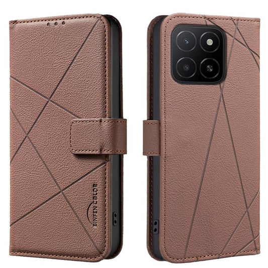 Geometric Pattern RFID Leather Phone Case, For Honor X6B, For Honor 200 Lite, For Honor X8B, For Honor X9B / Magic6 Lite