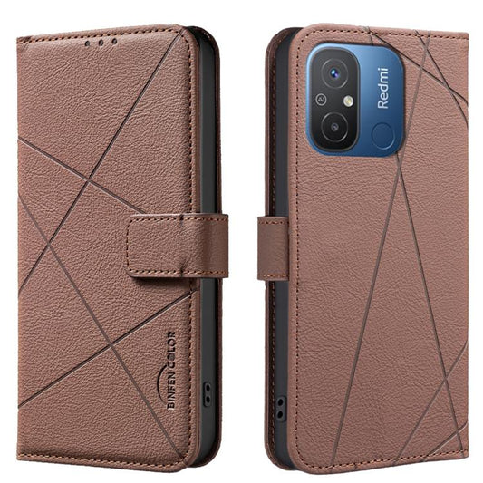 Geometric Pattern RFID Leather Phone Case, For Redmi 12C, For Redmi Note 12 Pro+ Global, For Redmi Note 12 Pro 5G Global, For Redmi Note 12 5G Global