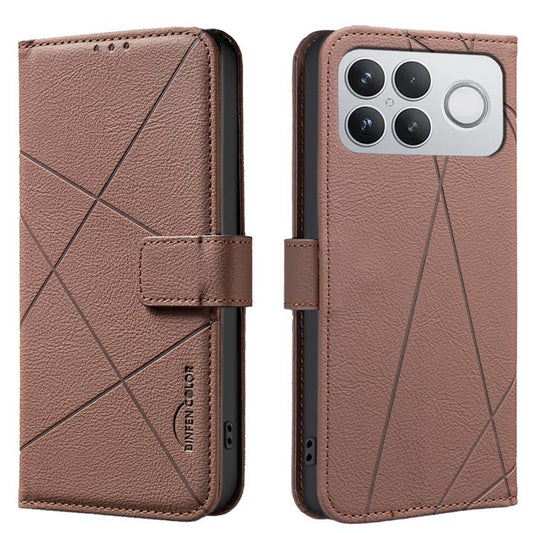 Geometric Pattern RFID Leather Phone Case, For Redmi Tubo 5 / Poco X8 Pro 5G, For Redmi Note 15 5G Global 164mm, For Redmi K90 Pro Max/Poco F8 Ultra, For Redmi Note 15 Pro 4G Global 163.2mm