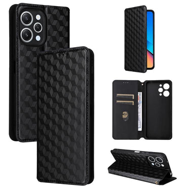 Cubic Grid Texture Flip Leather Phone Case, For Redmi A1+, For Redmi A1 2022, For Redmi Note 10 JE, For Redmi Note 10T 5G