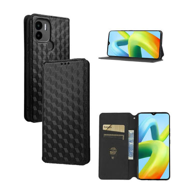 Cubic Grid Texture Flip Leather Phone Case, For Redmi Note 8 2021