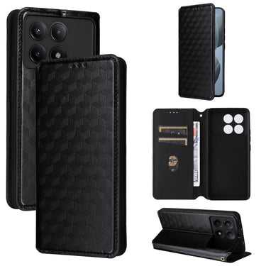 Cubic Grid Texture Flip Leather Phone Case, For Redmi Note 12 4G Global, For Redmi Note 12 Turbo 5G, For Redmi Note 12 Pro+ 5G Global, For Redmi Note 12 Pro 5G Global