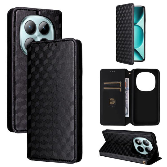 Cubic Grid Texture Flip Leather Phone Case, For Redmi A5 4G 173.3mm, For Redmi A5 4G 171.7mm / Xiaomi Poco C71, For Redmi Note 14 4G 164.84mm, For Redmi Turbo 4 Pro 5G