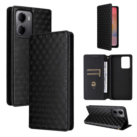 Cubic Grid Texture Flip Leather Phone Case, For Redmi A5 4G 173.3mm, For Redmi A5 4G 171.7mm / Xiaomi Poco C71, For Redmi Note 14 4G 164.84mm, For Redmi Turbo 4 Pro 5G