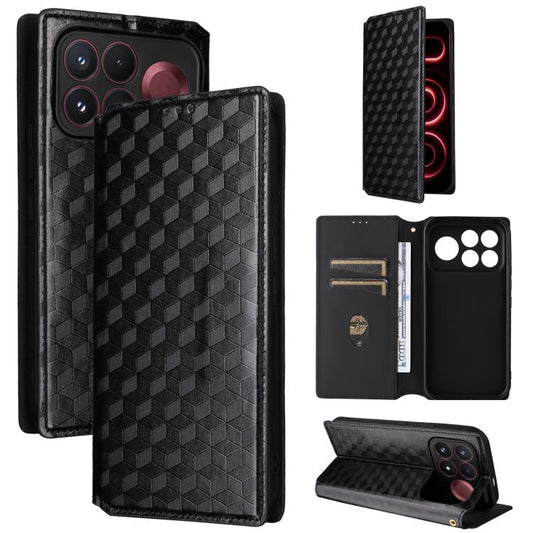 Cubic Grid Texture Flip Leather Phone Case, For Redmi Note 15 Pro 5G Global 163.6mm, For Redmi Note 15 5G Global 164mm, For Redmi 15 5G Global / 15 4G SEA 169mm, For Redmi 15 5G / 4G EU 171mm
