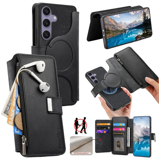 CaseNeo MagSafe RFID Anti-theft Zipper Wallet Retro Leather Phone Case, For Galaxy S25 Edge 5G, For Galaxy S25 5G, For Galaxy S25+ 5G, For Galaxy S25 Ultra 5G