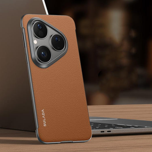 SULADA Frameless Top Layer Cowhide Leather PC Phone Case, For Huawei Pura 80 5G