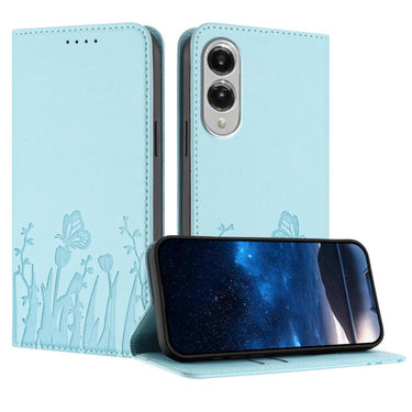 Tulips Butterfly Pattern Magnetic Vegan Leather Phone Case, For Samsung Galaxy S25 5G, For Samsung Galaxy S25+ 5G