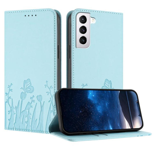 Tulips Butterfly Pattern Magnetic Vegan Leather Phone Case, For Samsung Galaxy S21 5G, For Samsung Galaxy S21+ 5G