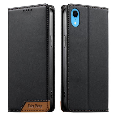 Dierfeng Splicing Strong Magnetic RFID Vegan Leather Phone Case, For iPhone XR, For iPhone XS Max, For iPhone 8 Plus / 7 Plus