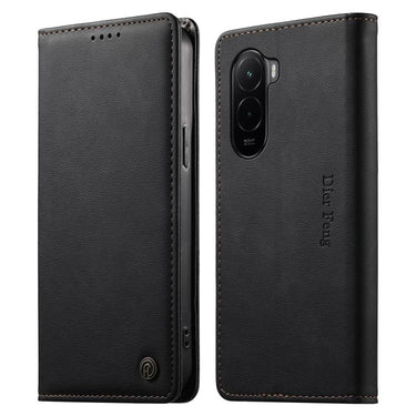 Dierfeng Metal Snap Magnetic RFID Vegan Leather Phone Case, For Xiaomi Poco M7 4G 169mm, For Xiaomi Poco M7 4G 171mm, For Xiaomi 15T Pro 5G, For Xiaomi 15T 5G