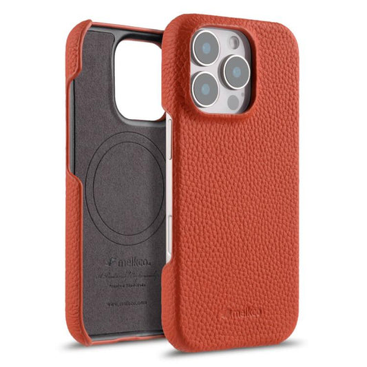 melkco Litchi Texture Magnetic Half Coverage Genuine Leather Phone Case, For iPhone 16 Pro, For iPhone 16, For iPhone 15 Pro Max